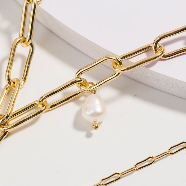 Baroque Pearl Pendant Letter Necklace
