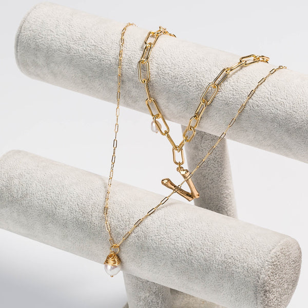 Baroque Pearl Pendant Letter Necklace